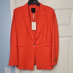Alex Marie Long Sleeve Single Button Front Closure Blazer:Bright Poppy: Size- 12
